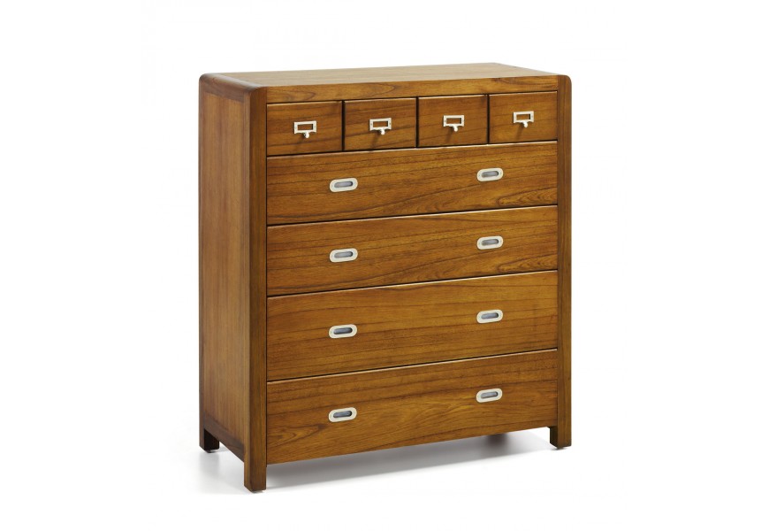 Koloniálna štýlová komoda Flash z masívneho dreva mindi s ôsmymi zásuvkami