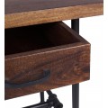 Industriálny pracovný stôl HIERRO z masívneho mangového dreva s čiernou kovovou konštrukciou