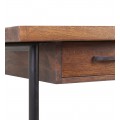 Industriálny pracovný stôl HIERRO z masívneho mangového dreva s čiernou kovovou konštrukciou