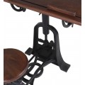 Industriálny dizajnový rysovací stôl s taburetkou HIERRO z masívneho mangového dreva s kovovou konštrukciou 80cm