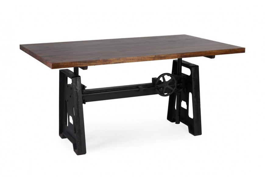 Industriálny jedálenský stôl HIERRO z masívneho mangového dreva s kovovou konštrukciou