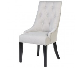 Luxusná sivá Chesterfield jedálenská stolička Harman s hranatým klopadlom 102cm