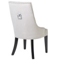 Luxusná sivá Chesterfield jedálenská stolička Harman s hranatým klopadlom 102cm