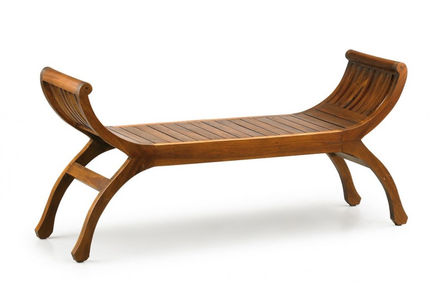 Luxusná masívna lavica M-Vintage z mahagónového dreva hnedej farby s nožičkami