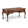 Luxusný rustikálny písací stolík M-Vintage z masívneho dreva tmavohnedej farby s vyrezávanými ornamentami