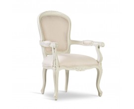 Rustikálna starožitná jedálenská stolička M-Vintage z masívneho mahagónového dreva v bielej farbe