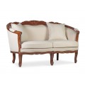 Luxusná koloniálna sedačka M-Vintage z mahagónového dreva s vyrezávaním a s béžovým poťahom