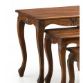Luxusná sada troch rustikálnych konferenčných stolíkov M-Vintage z masívneho dreva 