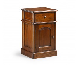 Koloniálny luxusný príručný stolík M-VINTAGE z masívneho mahagónového dreva so zásuvkou a dvierkami  cm