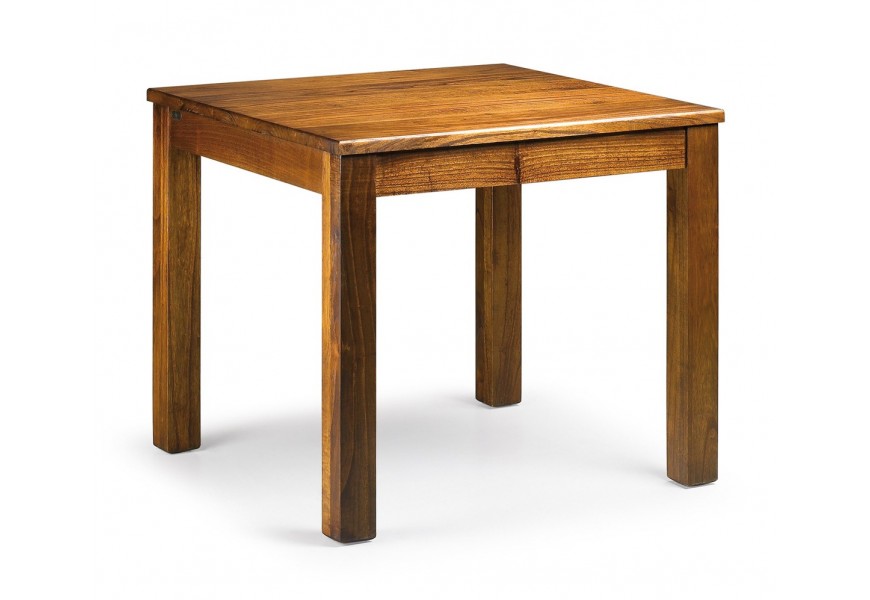 Elegantný masívny jedálenský stôl Star štvorcového tvaru z dreva mindi hnedej farby