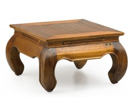 Elegantný vyrezávaný konferenčný stolík Star v rustikálnom štýle z masívu štvorcového tvaru