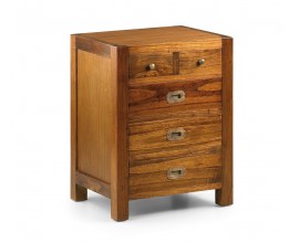 Luxusný nočný stolík Star z dreva mindi hnedej farby s piatimi zásuvkami 65cm