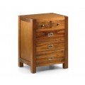 Elegantný nočný stolík Star z masívneho dreva mindi hnedej farby so zásuvkami