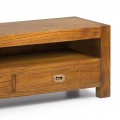 Dizajnový TV stolík z masívneho dreva Star s dvomi zásuvkami a poličkou 130cm