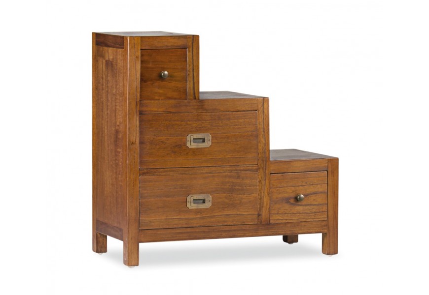 Luxusná komoda Star v tvare schodov z masívneho dreva so zásuvkami