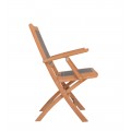 Masívna záhradná skladacia stolička Jardin z teakového dreva so sivým poťahom 90cm