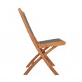 Masívna záhradná stolička Jardin z teakového dreva so sivým poťahom 90cm