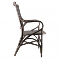 Vidiecka štýlová stolička Rattan z prírodného ratanového dreva v sivej farbe s podrúčkami 100cm