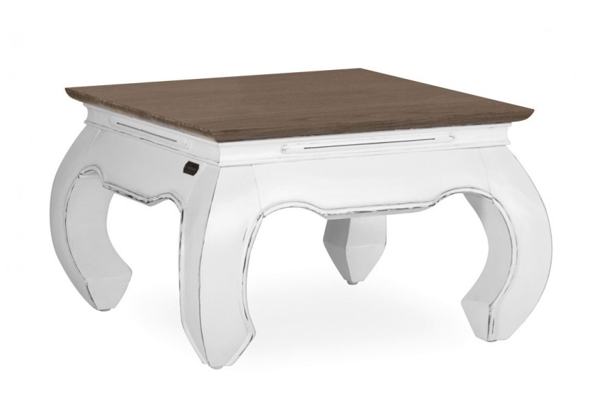 Koloniálny luxusný konferenčný stolík BLANC v bielej farbe 60cm 