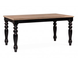 Luxusný vidiecky jedálenský stôl Siena z masívneho dreva mindi s čiernymi nožičkami