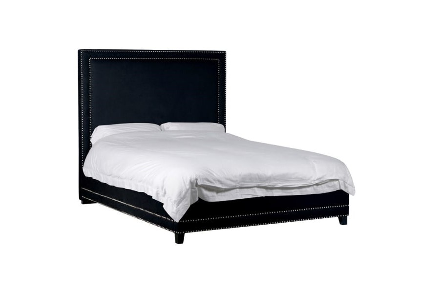Luxusná manželská posteľ Emanetta čiernej farby v art deco štýle s kovovým zdobením