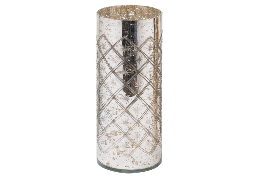 Vintage luxusn&aacute; sklenen&aacute; v&aacute;za Portizo Silver striebornej farby 30cm