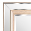 Dizajnové art-deco nástenné zrkadlo Belfry s rámom so zrkadlovým efektom a dreveným hnedým prvkom