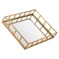 Dizajnový art-deco set dvoch zrkadlových podnosov Trasulfa so zlatou konštrukciou z kovu