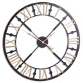 Industriálne nástenné hodiny Anllo kruhového tvaru v čierno-zlatej farbe 95cm