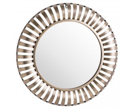Art-deco dizajnové kruhové zrkadlo Argozon s členitým zlatým rámom 72cm