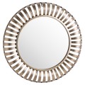 Art-deco dizajnové kruhové zrkadlo Argozon s členitým zlatým rámom 72cm