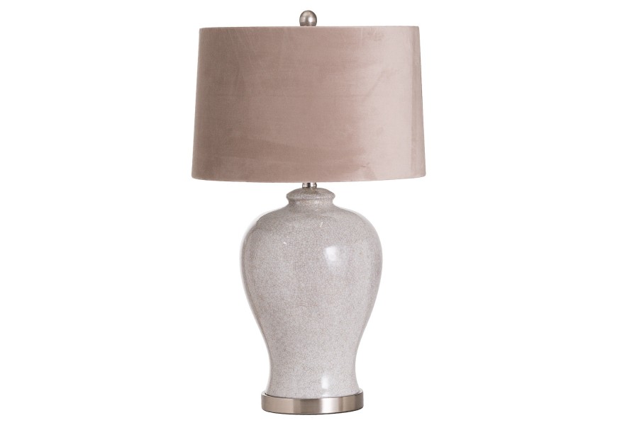 Dizajnov&aacute; keramick&aacute; stoln&aacute; lampa Caneta s  jemnou glaz&uacute;rou a b&eacute;žov&yacute;m tienidlom 73cm