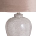 Dizajnová keramická stolná lampa Caneta s  jemnou glazúrou a béžovým tienidlom 73cm