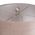 Dizajnová keramická stolná lampa Caneta s  jemnou glazúrou a béžovým tienidlom 73cm
