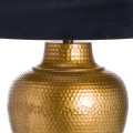 Dizajnová stolná lampa Lagrima s bronzovým  reliéfnym podstavcom a čiernym tienidlom 66cm 