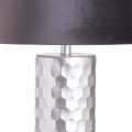 Art-deco lampa Alminar I so strieborným reliéfnym podstavcom a čiernym zamatovým tienidlom 62cm