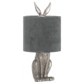 Dizajnová stolná lampa Jarrona Silver s podstavcom v tvare králika  a s čiernym tienidlom 50cm 