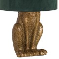 Dizajnová stolná lampa Jarrona Gold s podstavcom v tvare králika a so zeleným tienidlom 50cm