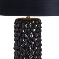 Art-deco nadčasov&aacute; čierna keramick&aacute; stoln&aacute; lampa Noirra so zlat&yacute;mi prvkami a zamatov&yacute;m tienidlom 84cm 