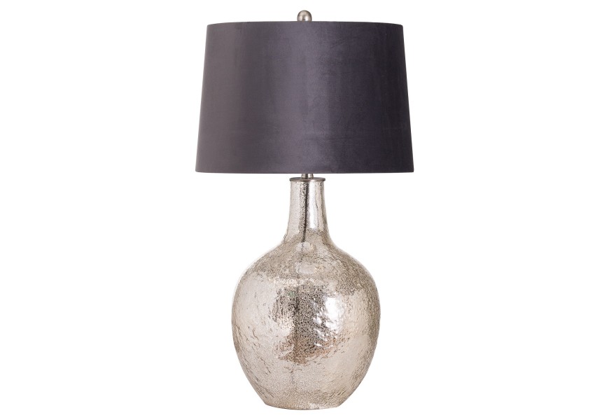 &Scaron;t&yacute;lov&aacute; strieborn&aacute; keramick&aacute; stoln&aacute; lampa Concento so &scaron;ed&yacute;m zamatov&yacute;m tienidlom 78cm 