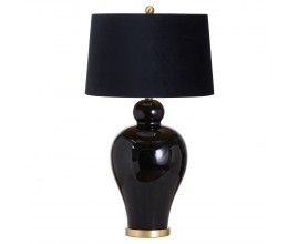 Štýlová zlato-čierna stolná lampa Jabalies s tienidlom zo zamatu 82cm
