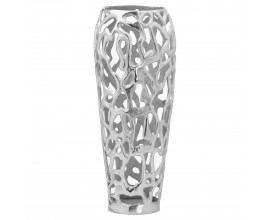 Moderná dizajnová kovová váza Polipero IV striebornej farby 49cm