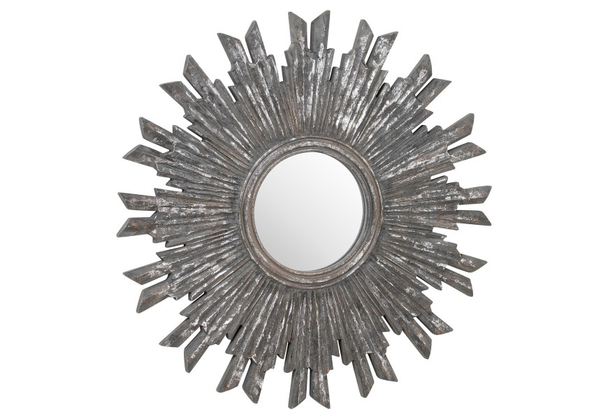 Vintage kruhov&eacute; n&aacute;stenn&eacute; zrkadlo Maya s hrub&yacute;m r&aacute;mom v sivej farbe 60cm