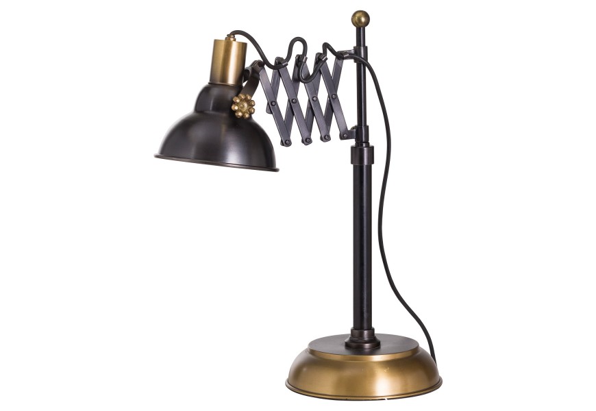 Industriálna čierna kovová pracovná lampa Estrada s mosadznými prvkami 49cm