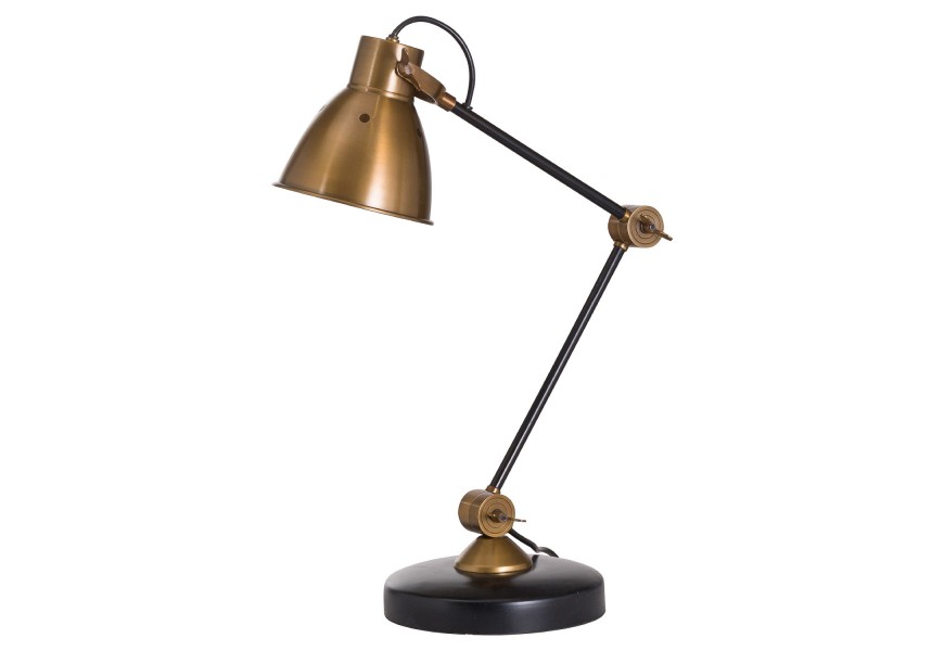 Industriálna polohovateľná pracovná lampa Osebe v zlato-čiernom prevedení 68cm