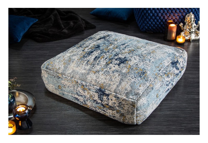 Dizajnový vankúš Svankie v modro-béžovej farbe štvorcového tvaru