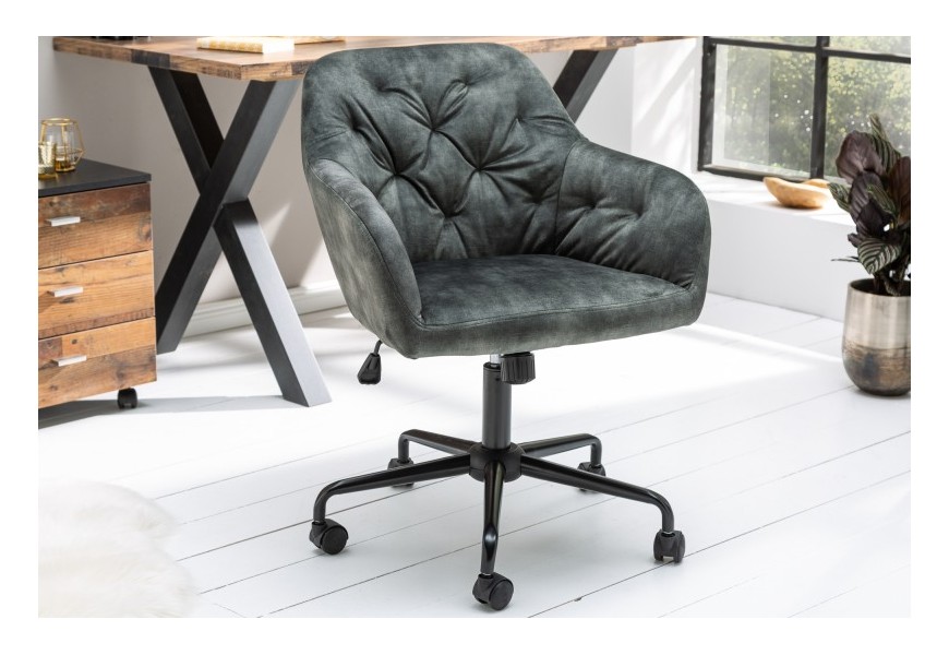 Modern&aacute; polohovateľn&aacute; kancel&aacute;rska stolička Berthe na kolieskach v zelenom pre&scaron;&iacute;vanom poťahu 89cm