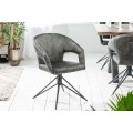 DIzajnová otočná stolička Eternidad v sivej farbe zo zamatu s čiernymi kovovými nožičkami