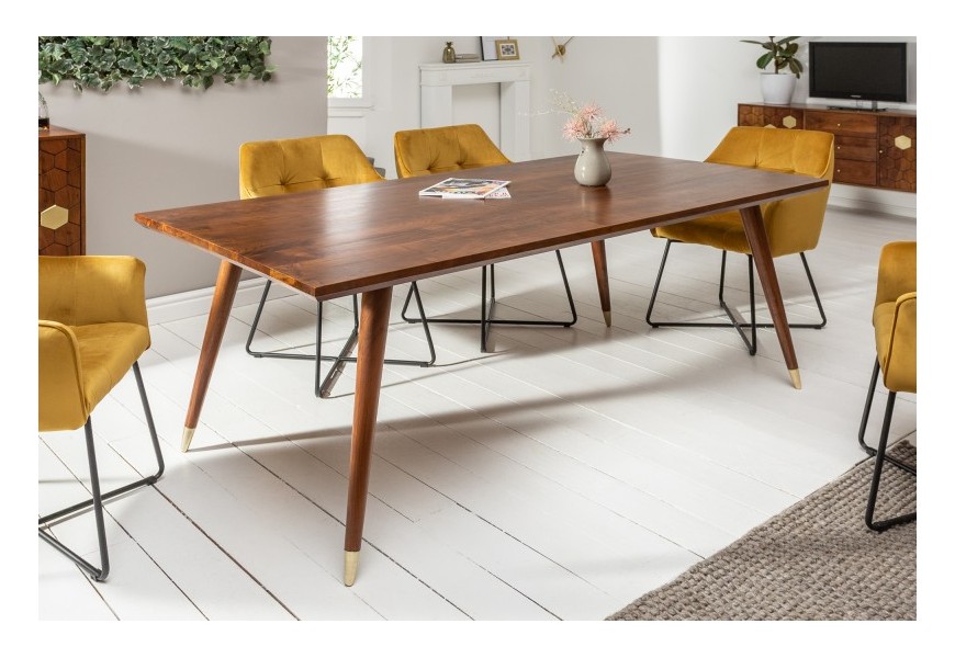 Mas&iacute;vny hranat&yacute; jed&aacute;lensk&yacute; st&ocirc;l Roslin so zlat&yacute;mi prvkami 200cm