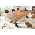 Industriálny dizajnový jedálenský stôl Freya hnedej farby z masívu a kovu 240cm